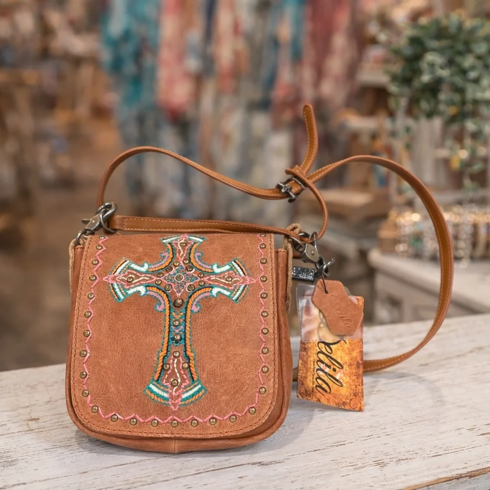 Delia Montana West Embroidered Cross Western Crossbody Bag NWT